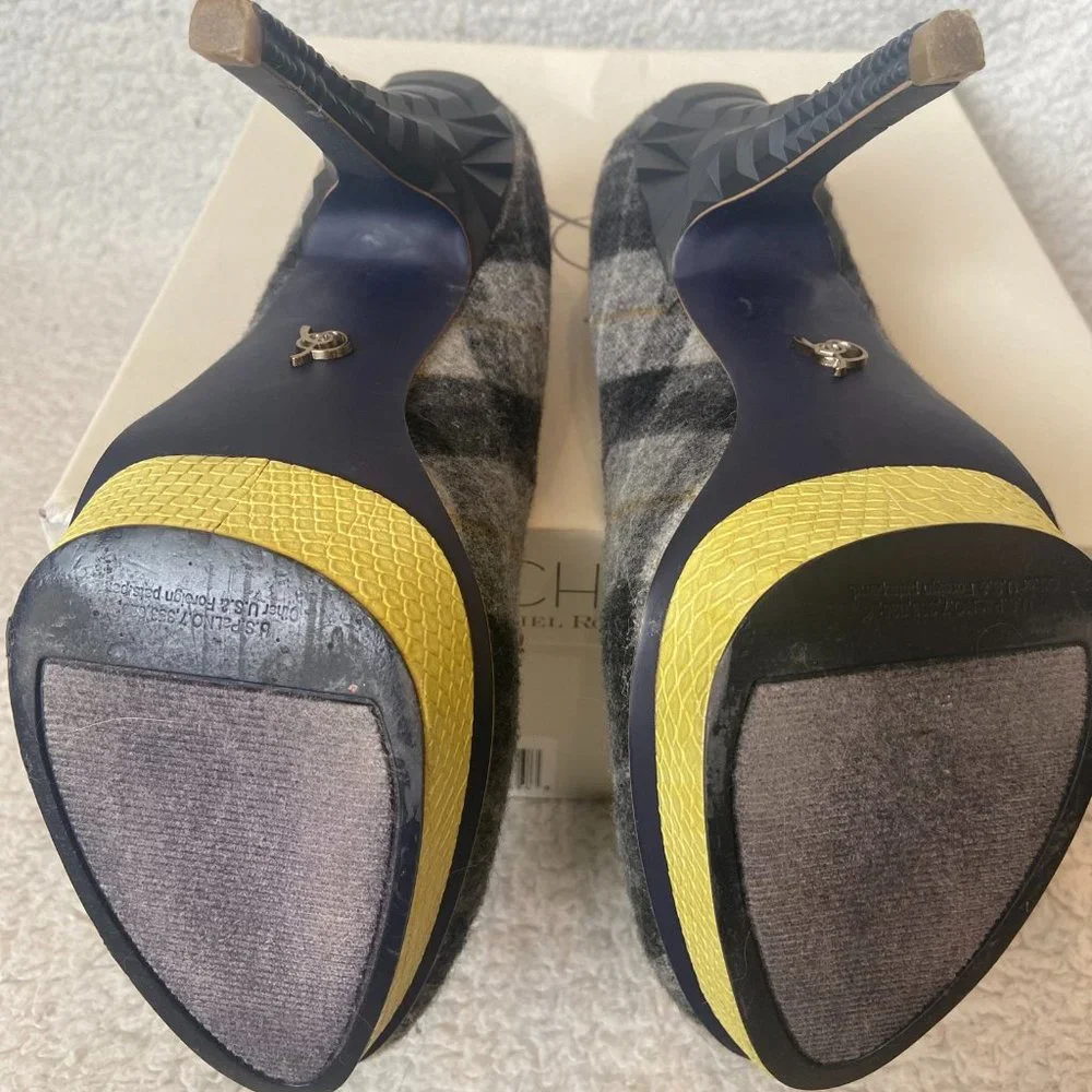 RACHEL Rachel Roy Plaid Platform Heels - Gray and Yellow - Picture 5 of 5